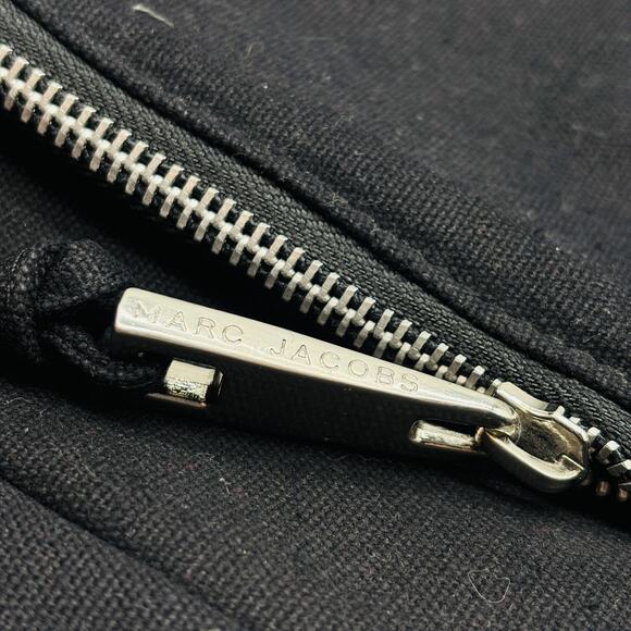 Marc Jacobs Tote Bag Womens Black Canvas Zip Front Pocket Shopper Purse New - Picture 13 of 13